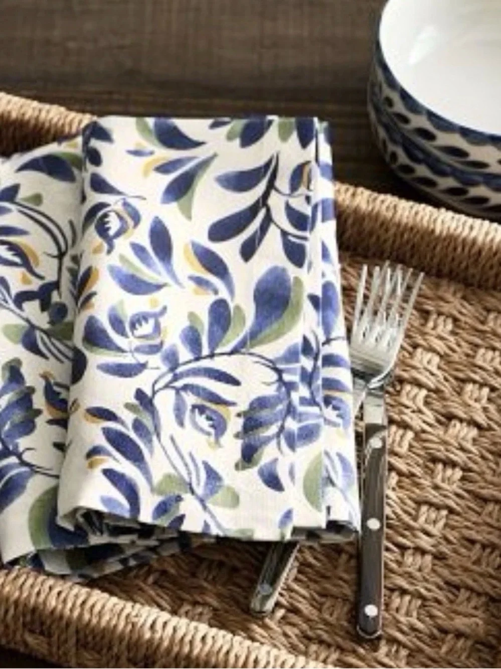Pottery Barn Puebla Organic Cotton Napkins ~ ( Set of 4 )